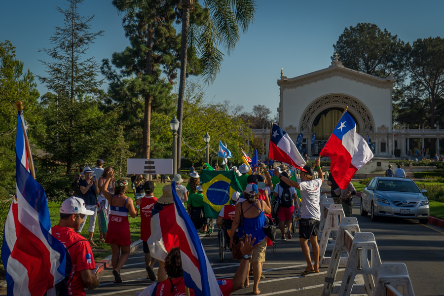 The National Teams parade towards Spreckels Organ Pavilion for the Opening Ceremony. Photo: ISA/Evans