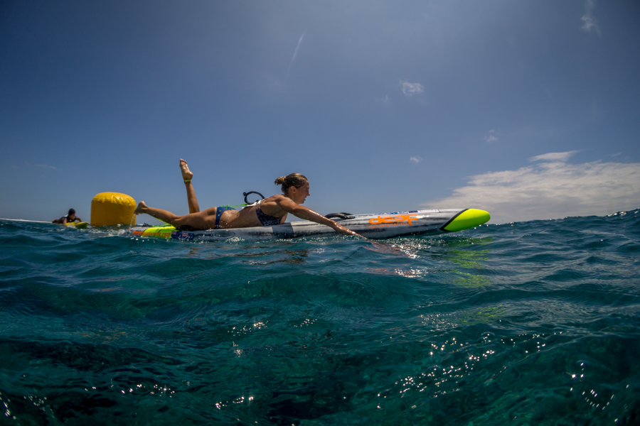 Australia’s Harriet Brown earned the first Gold Medal of the event with a dominant performance in the Women’s Paddleboard Technical Race. Photo: ISA / Sean Evans