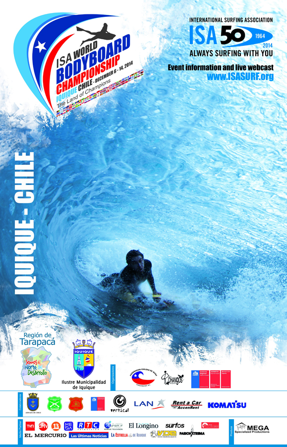 The Official Poster of the 2014 ISA World Bodyboard Championship in Iquique, Chile.