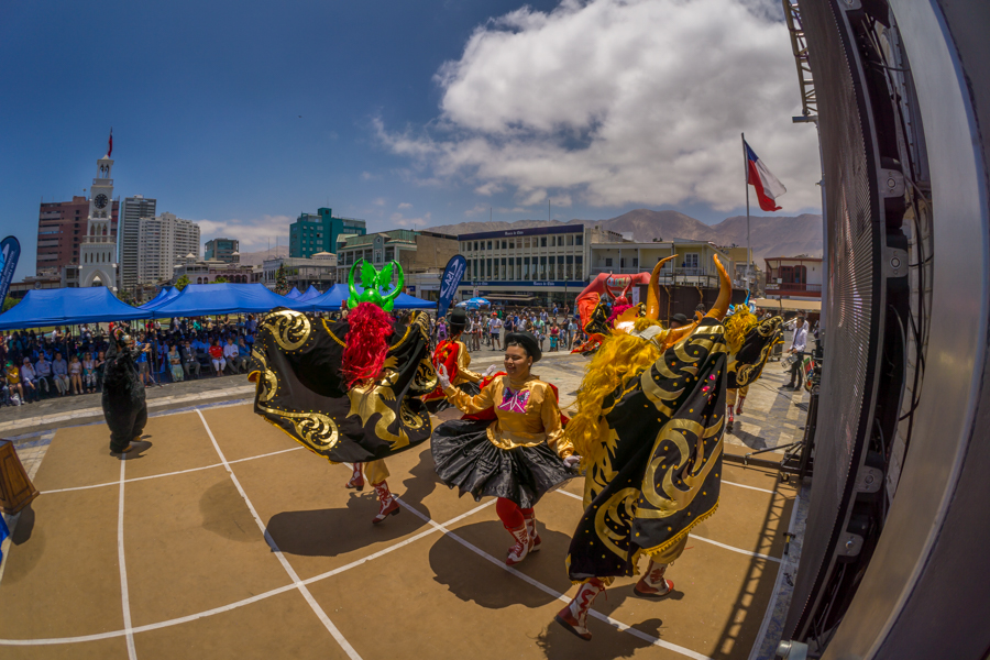 A local Iquique dance group performs for the international audience at the Opening Ceremony. Photo: ISA/Sean Evans