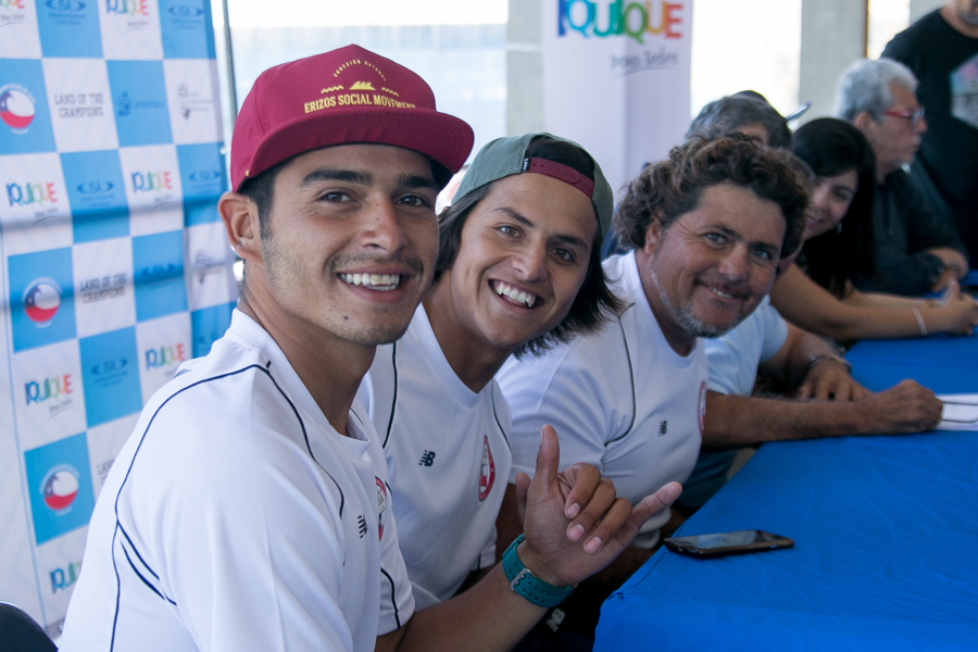 The members of Team Chile on the panel (from right to left), Yoshua Toledo, Matíaz Díaz and Alex Castillo express their excitement for the upcoming competition. Photo: ISA/Pablo Jimenez