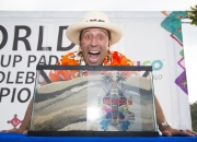 ISA President Fernando Aguerre with the Sands of the Worlds. Photo: ISA / Brian Bielmann